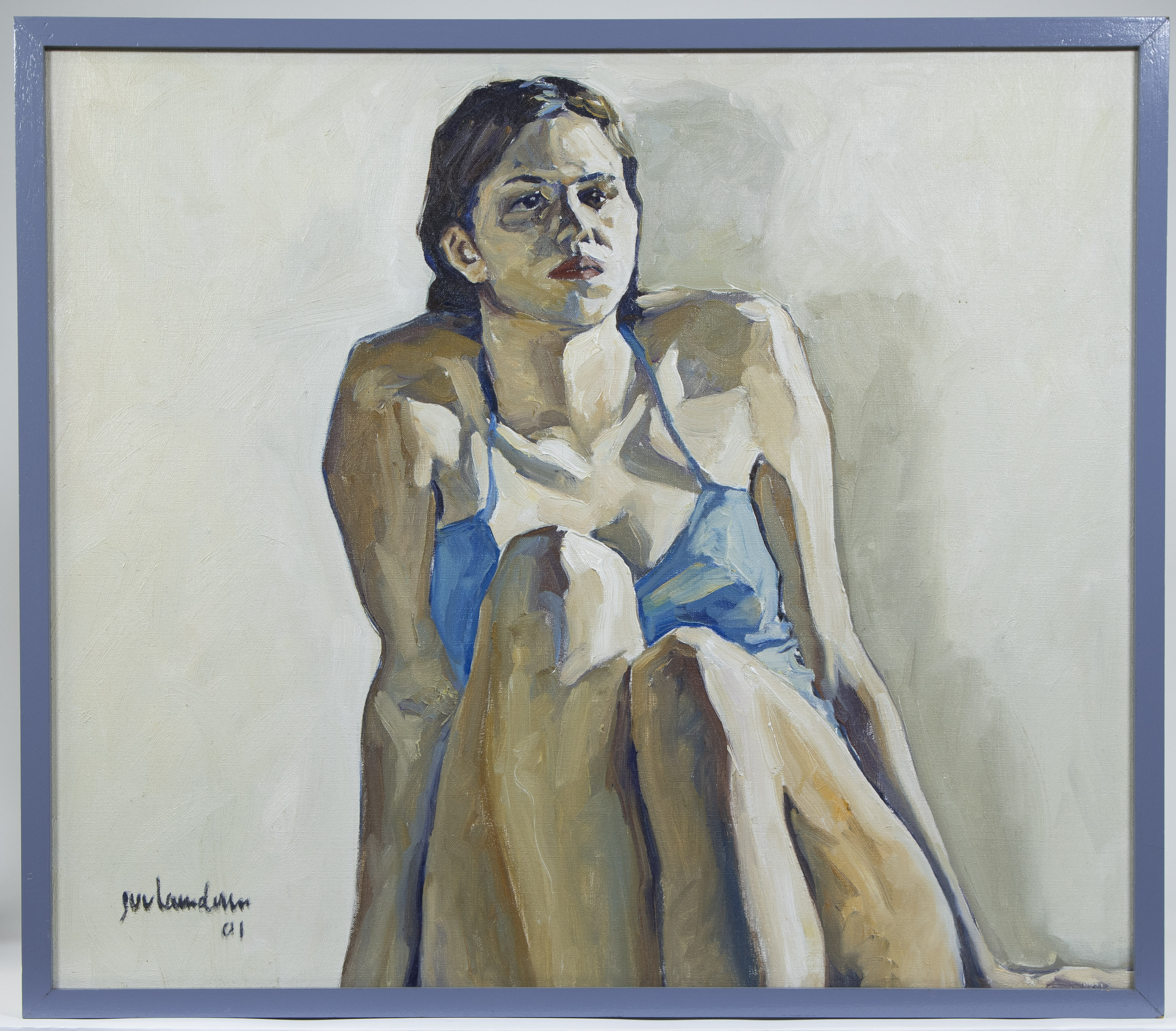 Johan VAN VLAENDEREN (1952), oil on canvas Seated girl, signed and dated '01 - Image 2 of 4