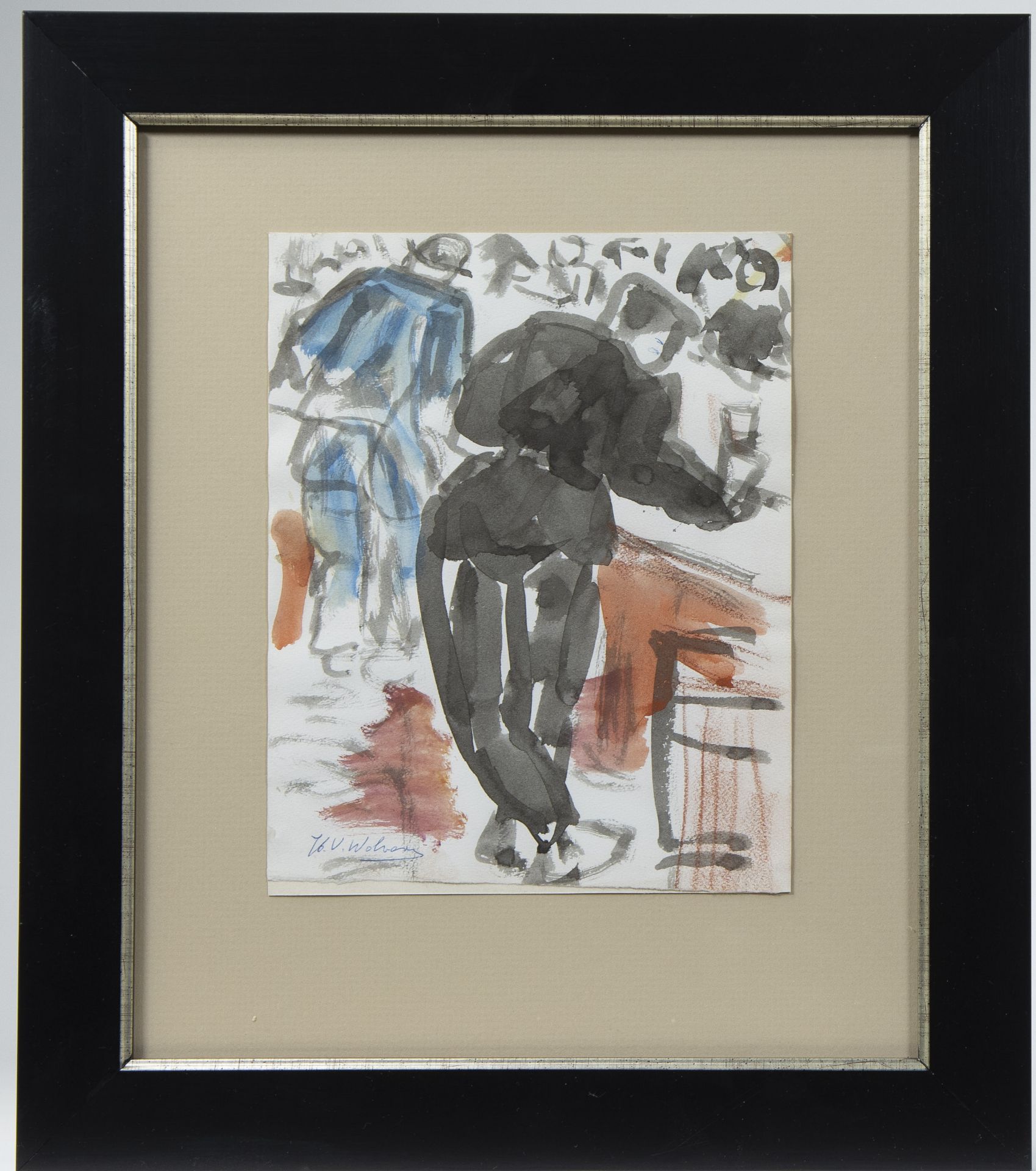 Henri Victor WOLVENS (1896-1977), watercolour At the bar, signed - Image 2 of 3