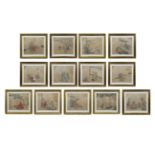 Set of 13 Chinese coloured drawings on silk, 19th century, some are signed