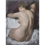 Robert VAN CAUWENBERGHE (1905-1985), pastel Rugging nude (portrait of his muse), signed