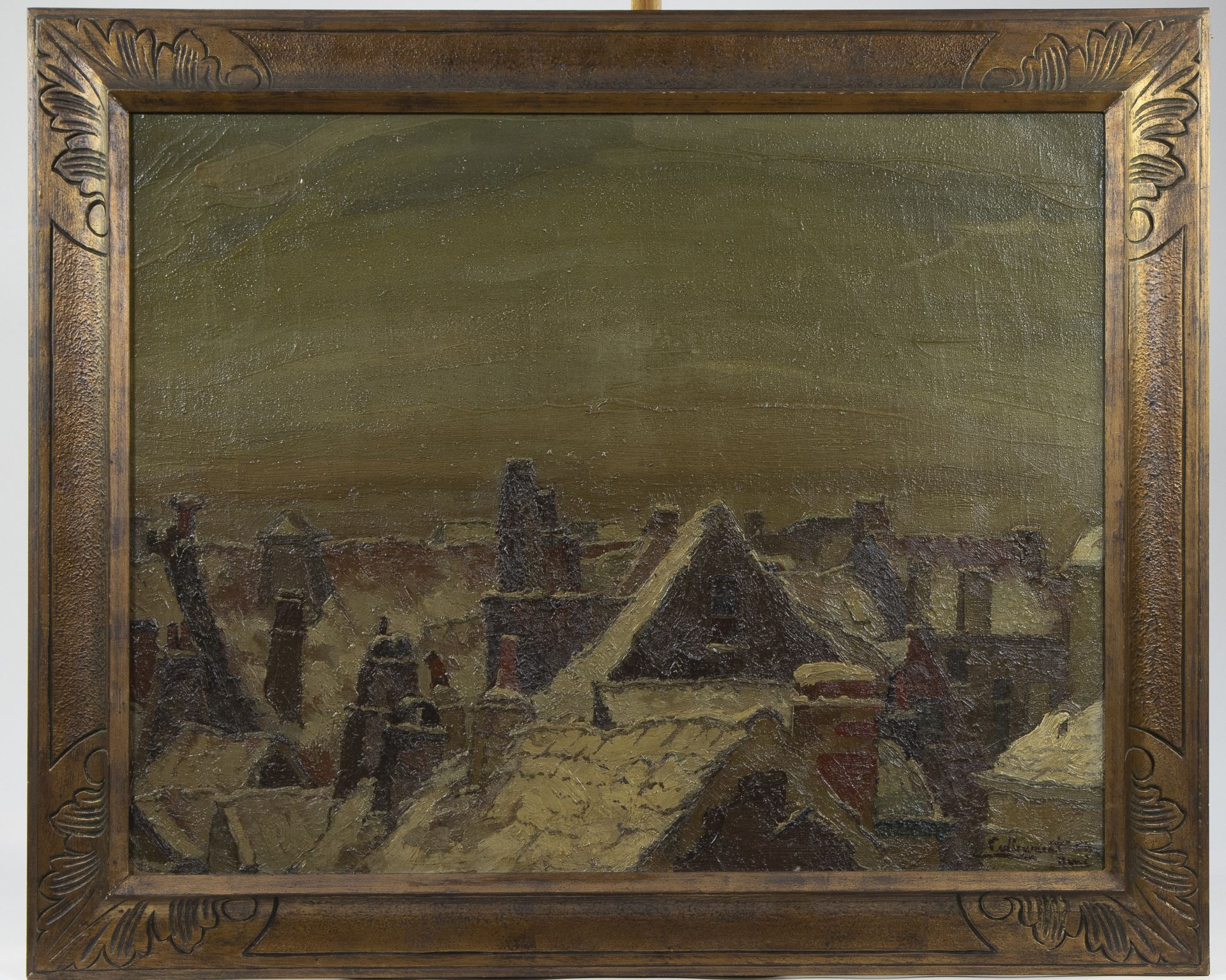 Charles René CALLEWAERT (1893-1936), oil on canvas Ghent rooftops, signed - Bild 2 aus 4