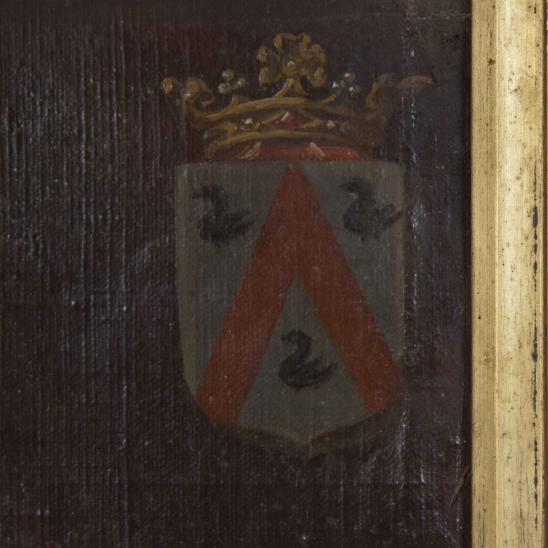 19th century oil on canvas portrait Van der Gracht, with coat of arms - Image 3 of 4