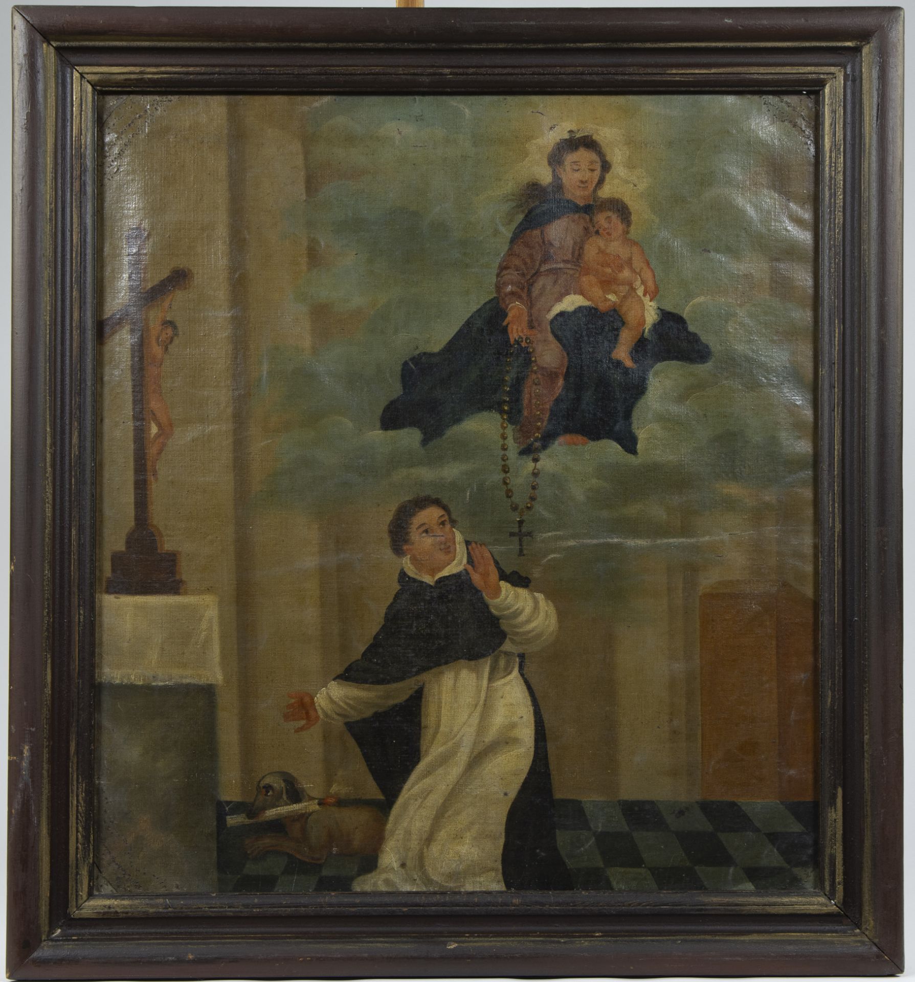 19th century naive religious art, oil on canvas double-sided - Bild 2 aus 3