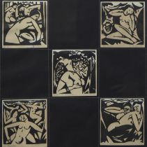 Jan Frans CANTRE (1886-1931), woodcuts 5 Chanssons Païennes, signed and titled, édition Lumière Anve