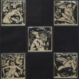 Jan Frans CANTRE (1886-1931), woodcuts 5 Chanssons Païennes, signed and titled, édition Lumière Anve