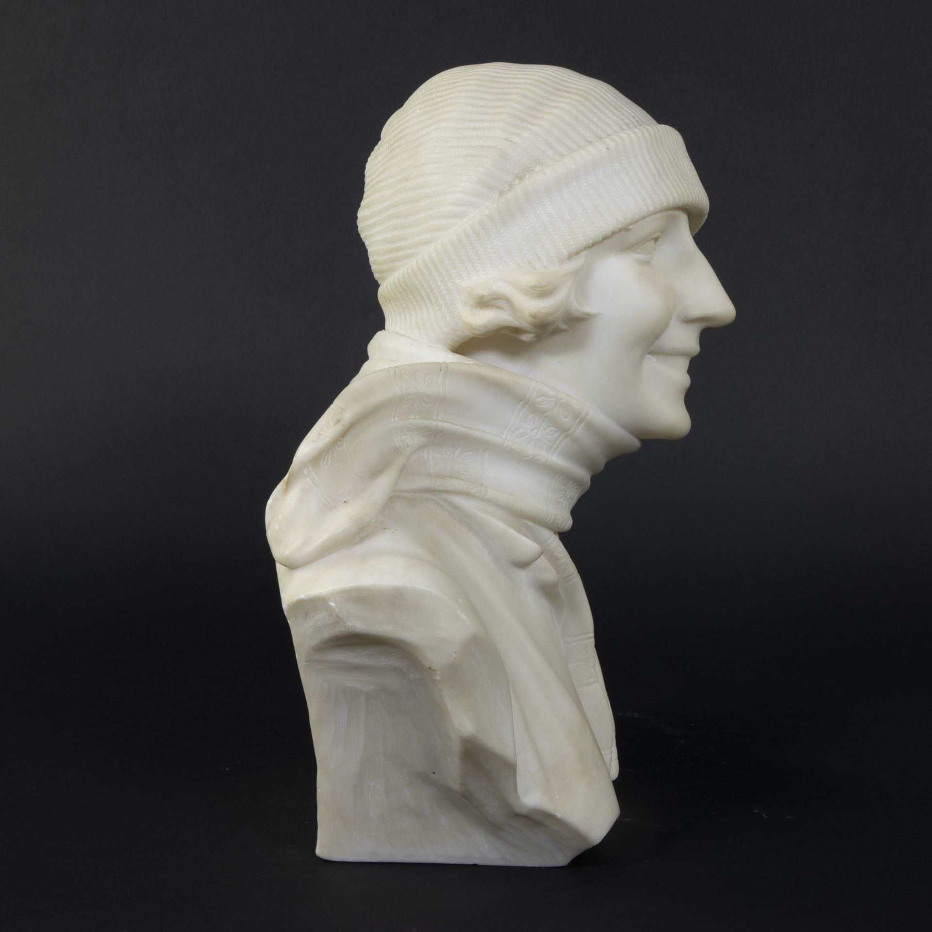 MICHELOTTI (XIX-XX), marble Art Deco bust of a girl, signed - Image 5 of 5