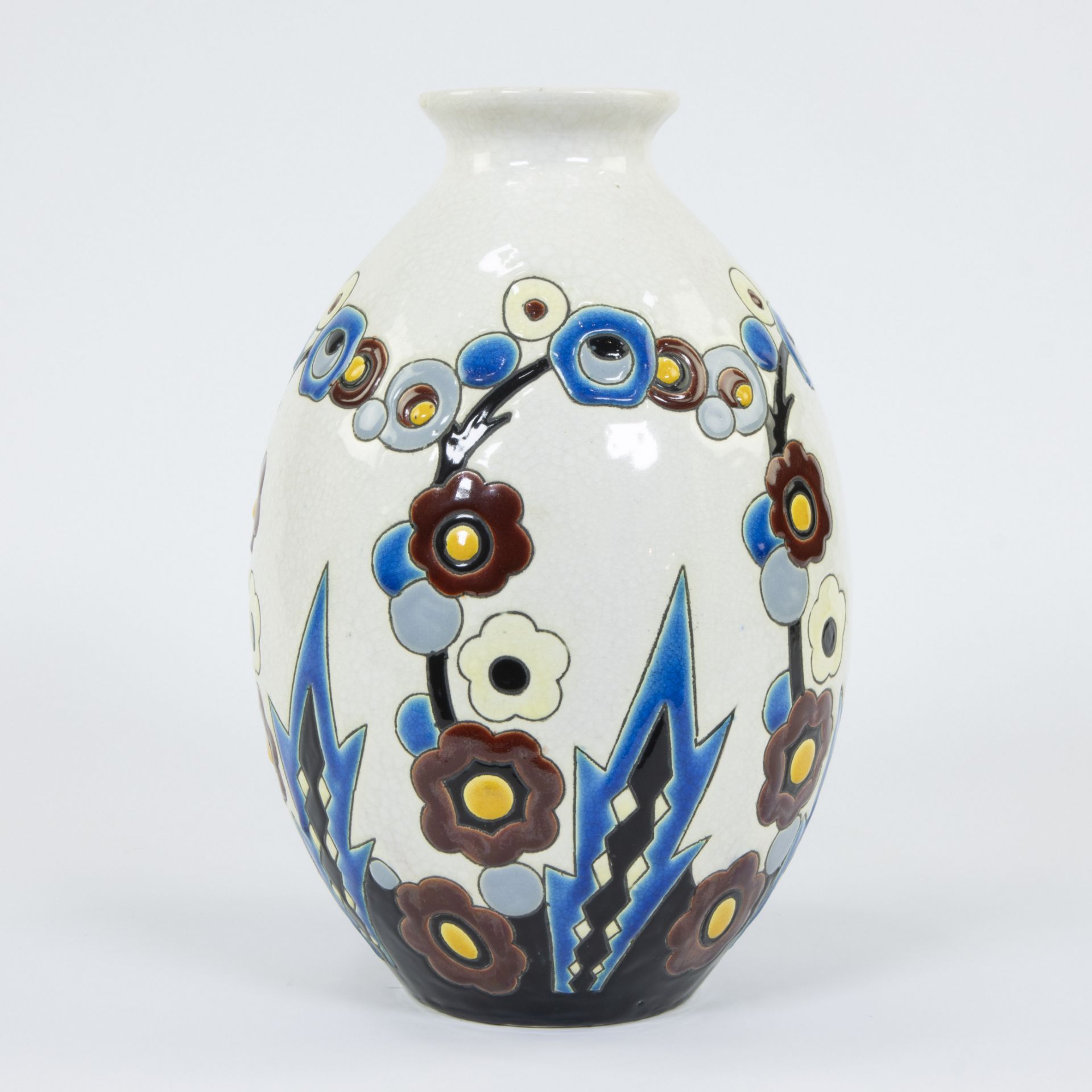 Ceramic vase Boch Keramis with decor of stylised flowering branches D1263 - Image 3 of 5