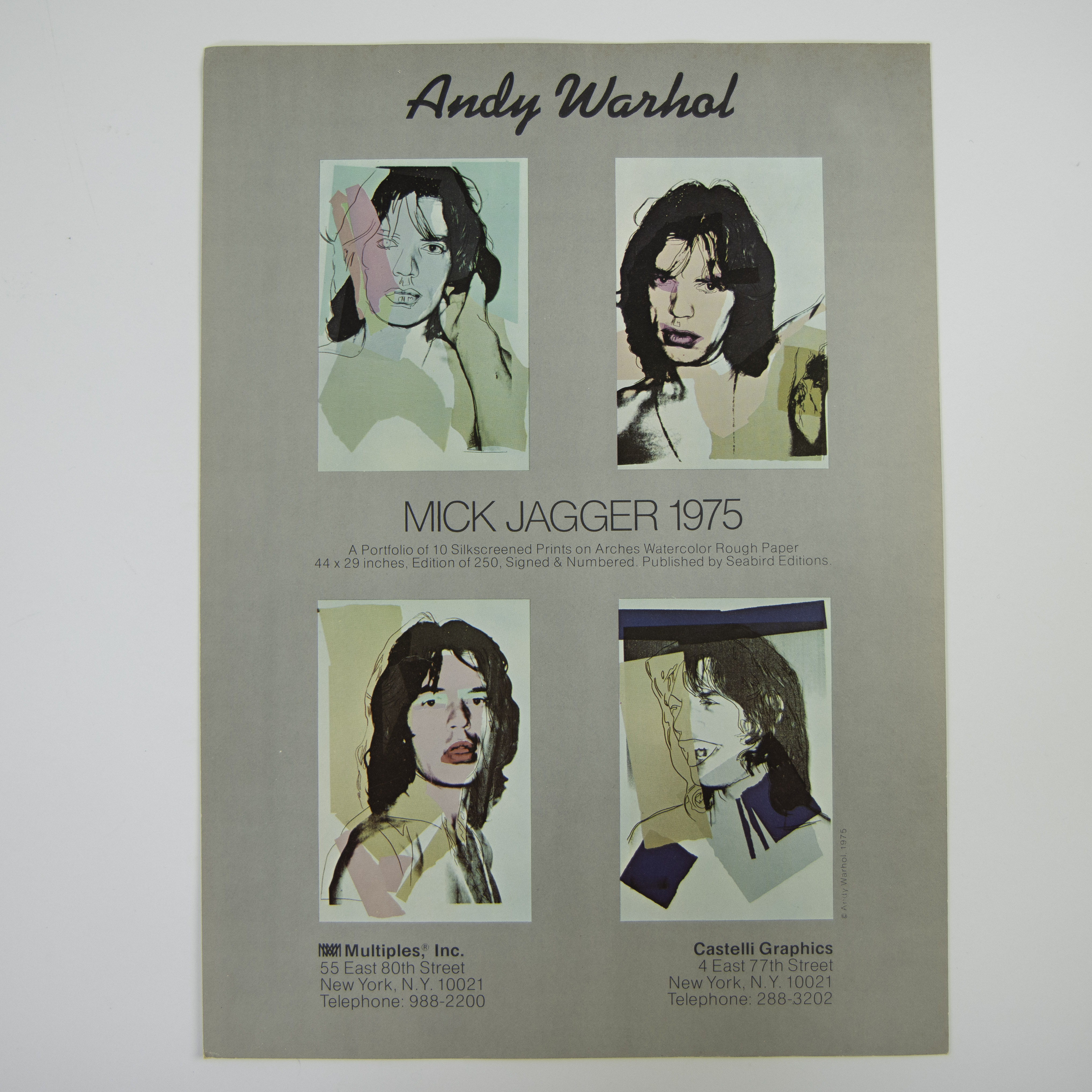 Series of ten colour screen prints Andy Warhol Mick Jagger on light cardboard. Ten cards and invitat - Bild 5 aus 8