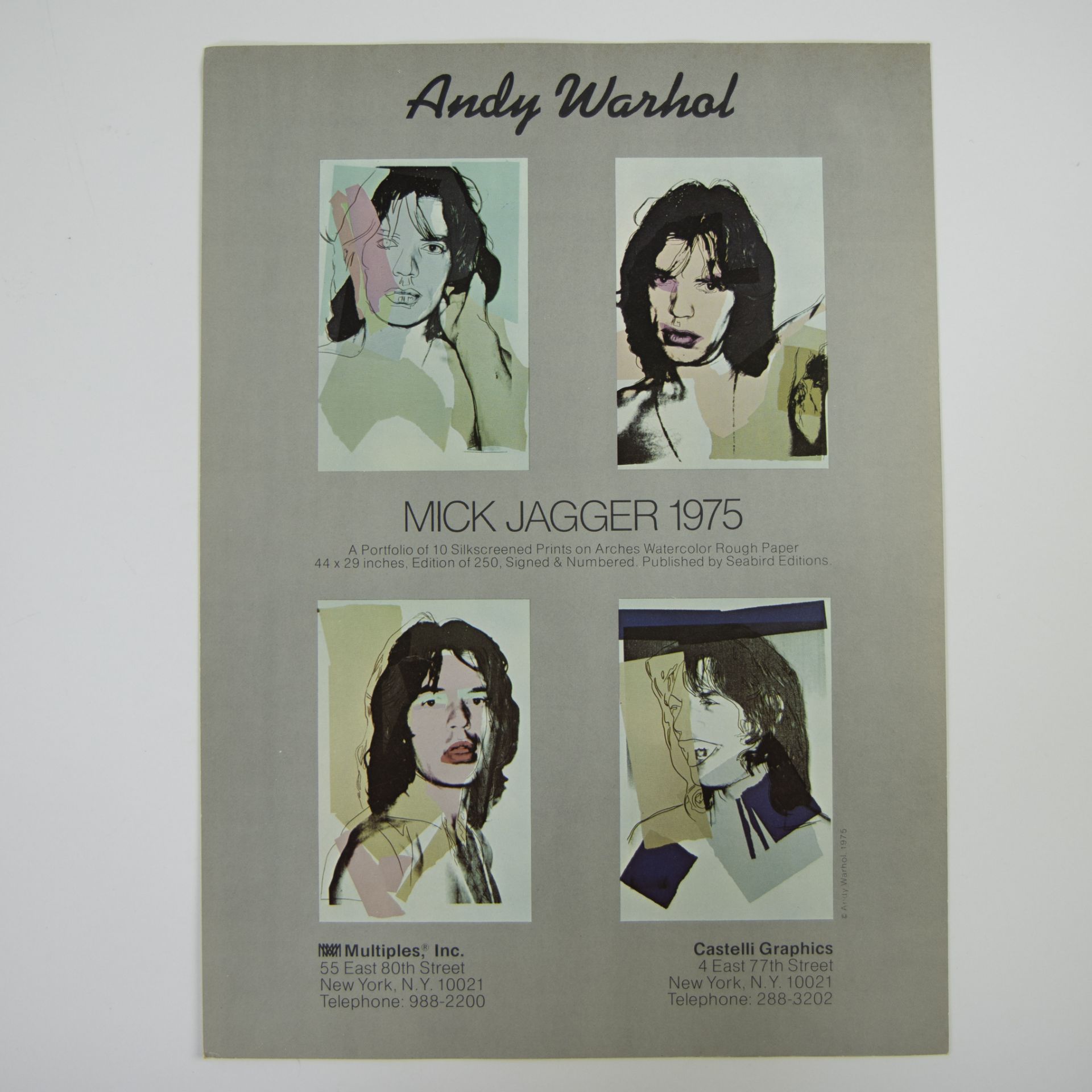 Series of ten colour screen prints Andy Warhol Mick Jagger on light cardboard. Ten cards and invitat - Image 5 of 8