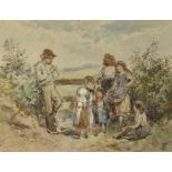 Myles Birket FOSTER (1825-1899), watercolour Family scene, monogrammed