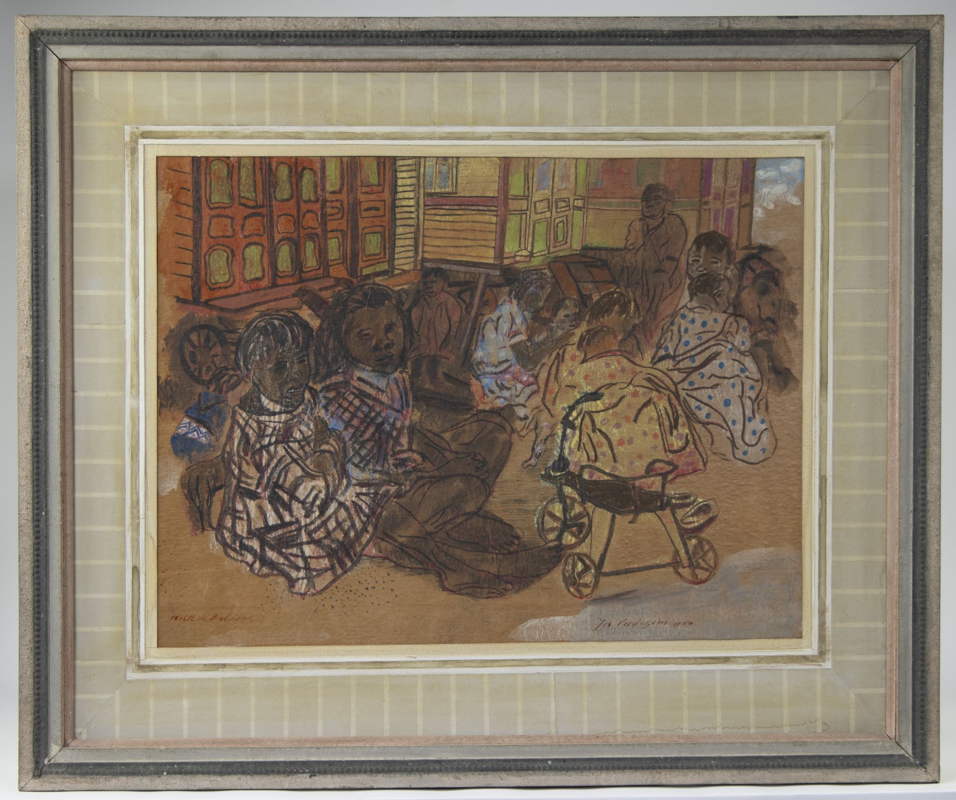 Joseph VERDEGEM (1897-1957), mixed media Gypsies and caravans, signed and dated 1954 - Image 2 of 4