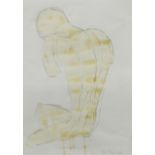 Johan TAHON (1965), mixed media on paper Sitting figure, signed and dated 2009