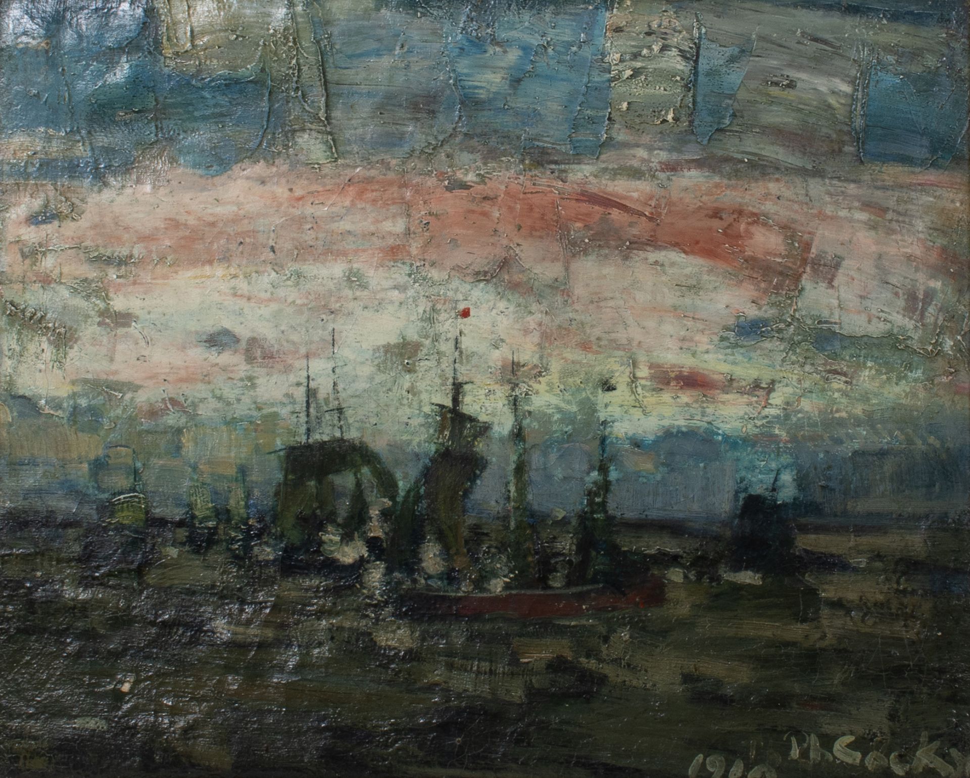 Philibert COCKX (1879-1949), oil on canvas Marine, signed and dated 1920