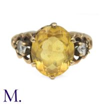 A Yellow Sapphire Ring in 9ct yellow gold. Set with an oval yellow sapphire (approximately 3.3ct;