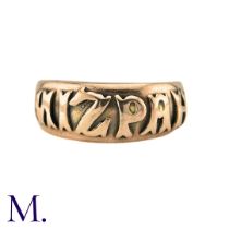 A Mizpah Ring in 9k yellow gold, the band ring is embossed to the front with the word 'mizpah'.