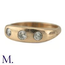 A Diamond Gypsy Ring in 9k yellow gold, set with three round cut diamonds totalling approximately