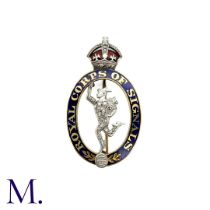 An Enamel and Diamond Royal Corps Of Signals Brooch / Cap Badge