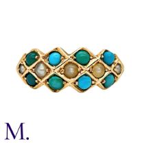 A Turquoise And Pearl Ring