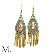 A Pair Of Enamel Drop Earrings