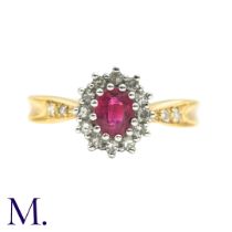 A Ruby And Diamond Cluster Ring