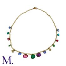 A Multi-Gem Pearl Necklace