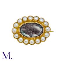 A Pearl And Hairwork Mourning Brooch