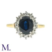 A Sapphire And Diamond Cluster Ring