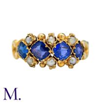 A Sapphire And Pearl Ring