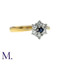 A Sapphire And Diamond Cluster Ring