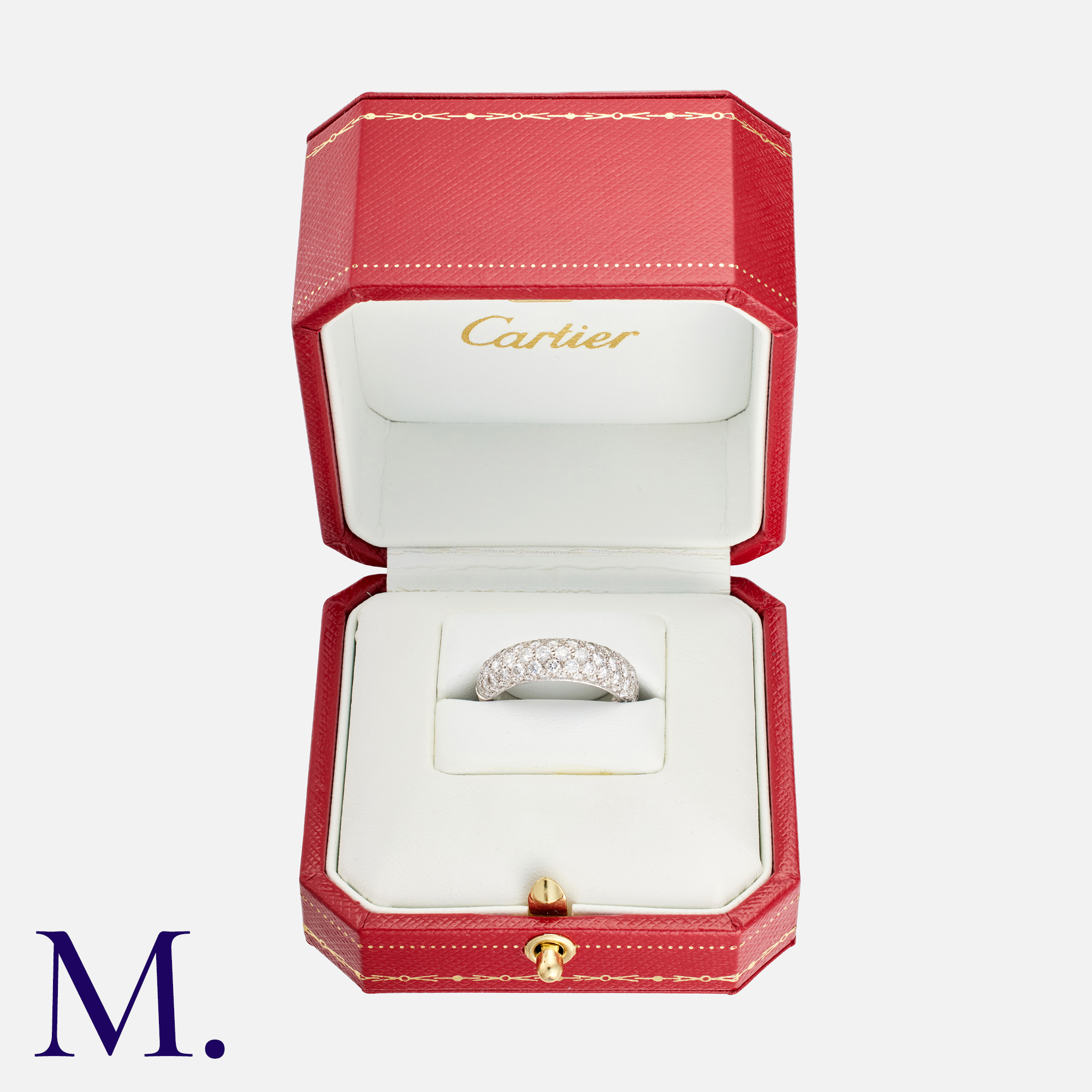 CARTIER. A Diamond Ring in 18K white gold, set with 68 round cut diamonds, In original box and outer - Image 3 of 4