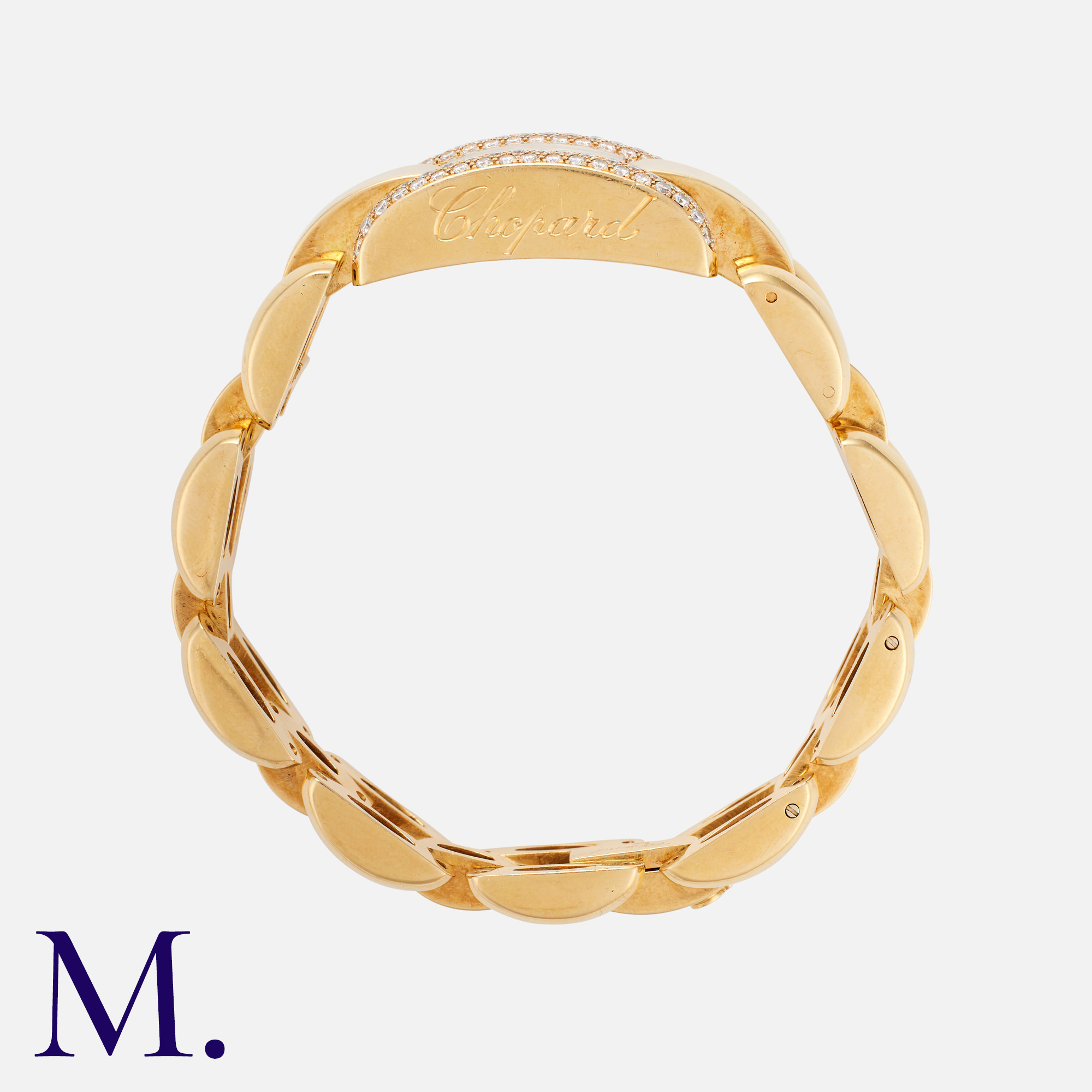 CHOPARD. A Ladies Diamond bracelet watch in 18ct yellow gold, the rectangular white dial with - Image 2 of 2