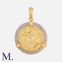 FRED. A Zodiac Pendant in 18K yellow gold and steel, depicting a centaur archer representing the
