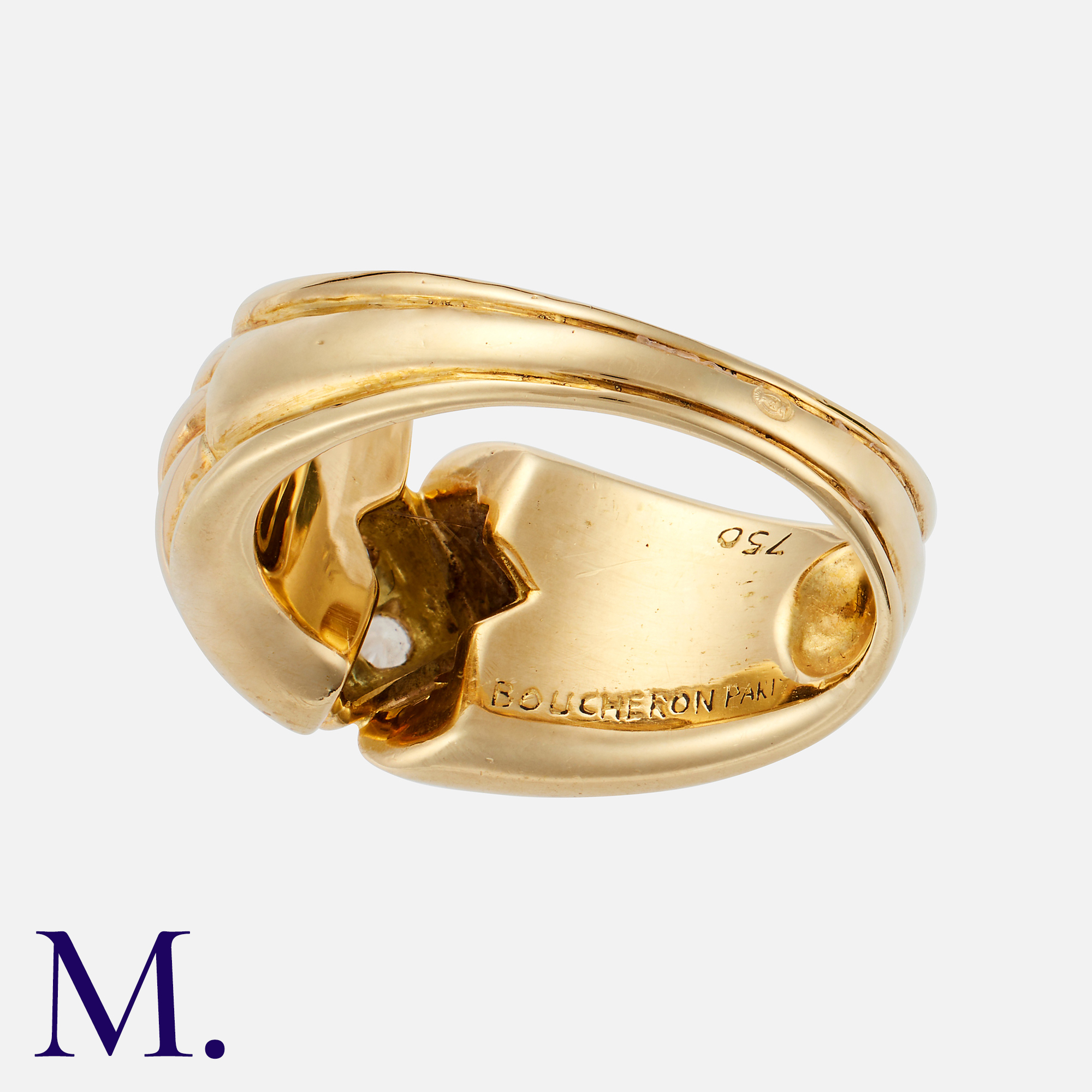 BOUCHERON. A Diamond Ring in 18K yellow gold, set with five round cut diamonds weighing - Image 2 of 2