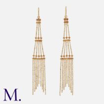 TIFFANY & CO. A Pair of Tour Eiffel Earrings in 18K yellow gold with pouch. Signed Tiffany and