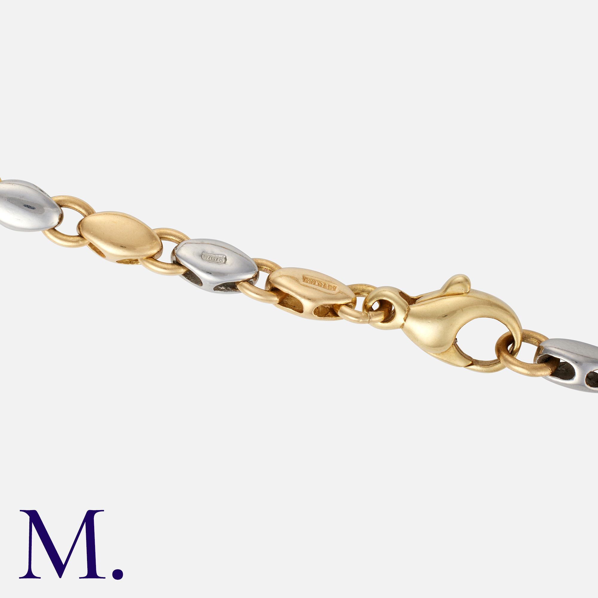 BULGARI. A Gold and Steel Chain in 18K yellow gold and steel, with interlocking oval links. Size: - Bild 2 aus 2