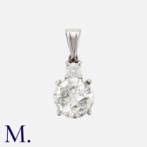 A Diamond Pendant in platinum, Set with a round brilliant cut diamond of approximately 2.20cts,