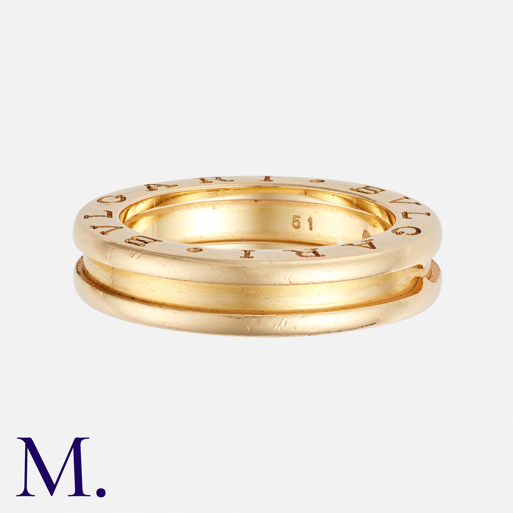 BULGARI. A B.Zero1 1-Band Ring in 18K yellow gold. Signed Bulgari and marked for 18ct gold. Size:
