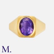 BULGARI. An Amethyst Dress Ring in 22k yellow gold, set with an oval cut amethyst of approximately