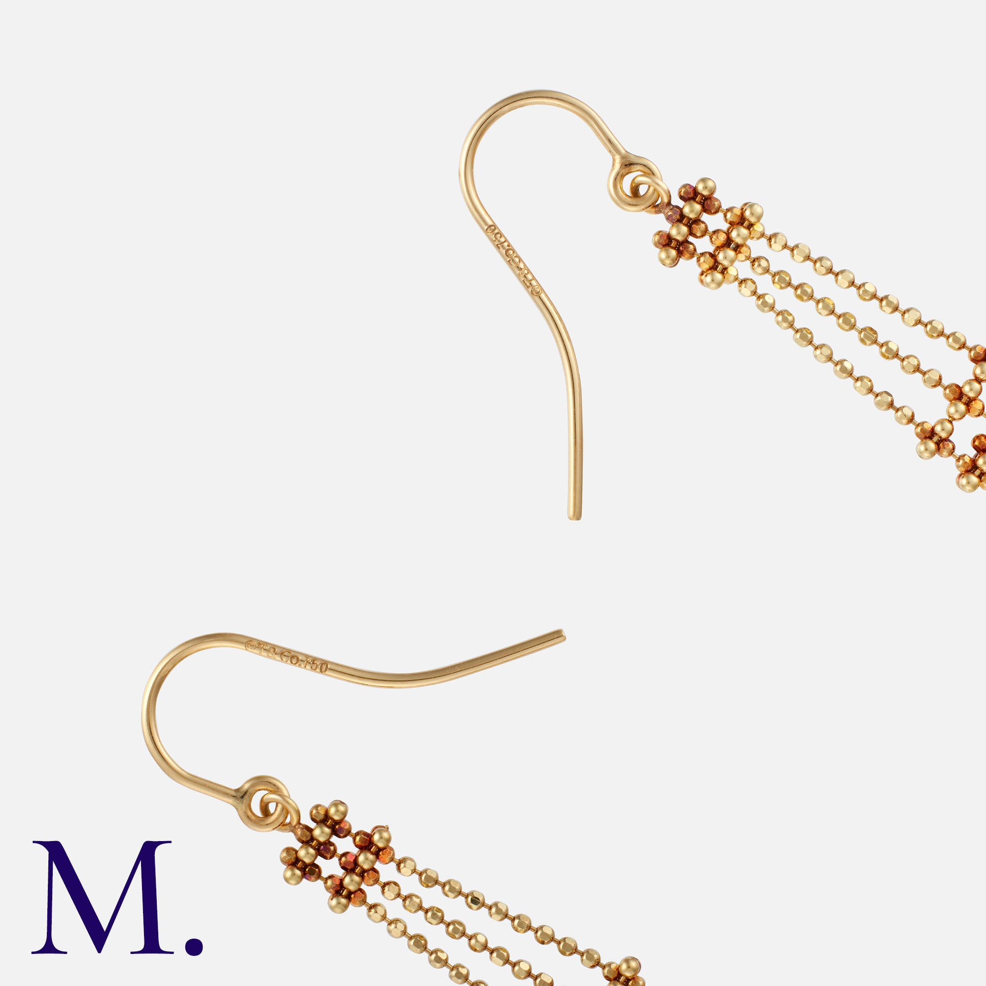 TIFFANY & CO. A Pair of Tour Eiffel Earrings in 18K yellow gold with pouch. Signed Tiffany and - Image 2 of 3