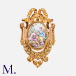 An Antique Miniature Pendant Brooch in high carat gold, set with an oval miniature with romantic