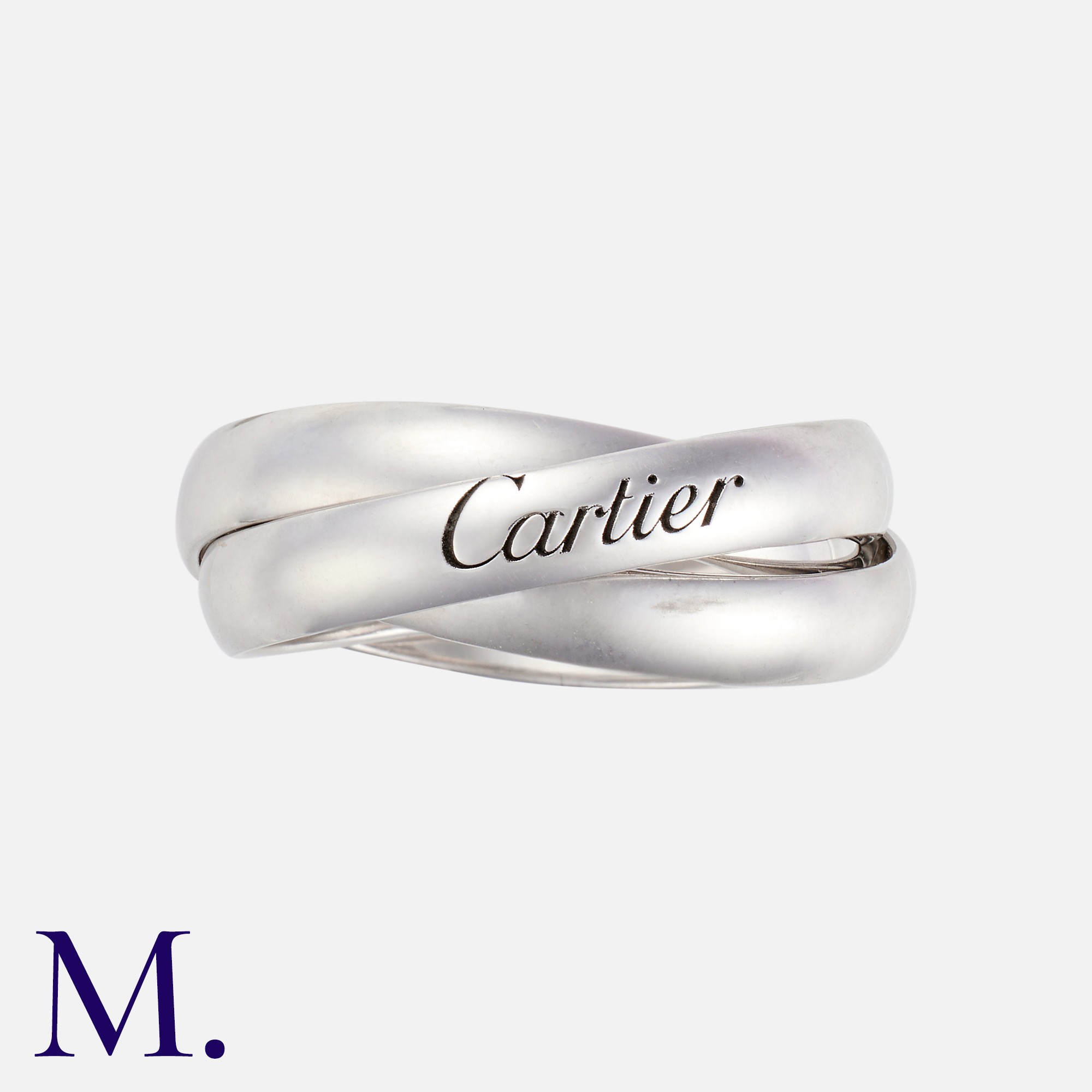 CARTIER. A Trinity Ring in 18K white gold. Signed Cartier and marked for 18ct gold. With Cartier