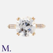 BOUCHERON. A Diamond Ring in 18K yellow gold with a centre diamond weighing 3.87ct (certified H/