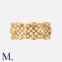 CHANEL. A Diamond Coco Crush Ring in 18K yellow gold, set with 72 round cut diamonds weighing