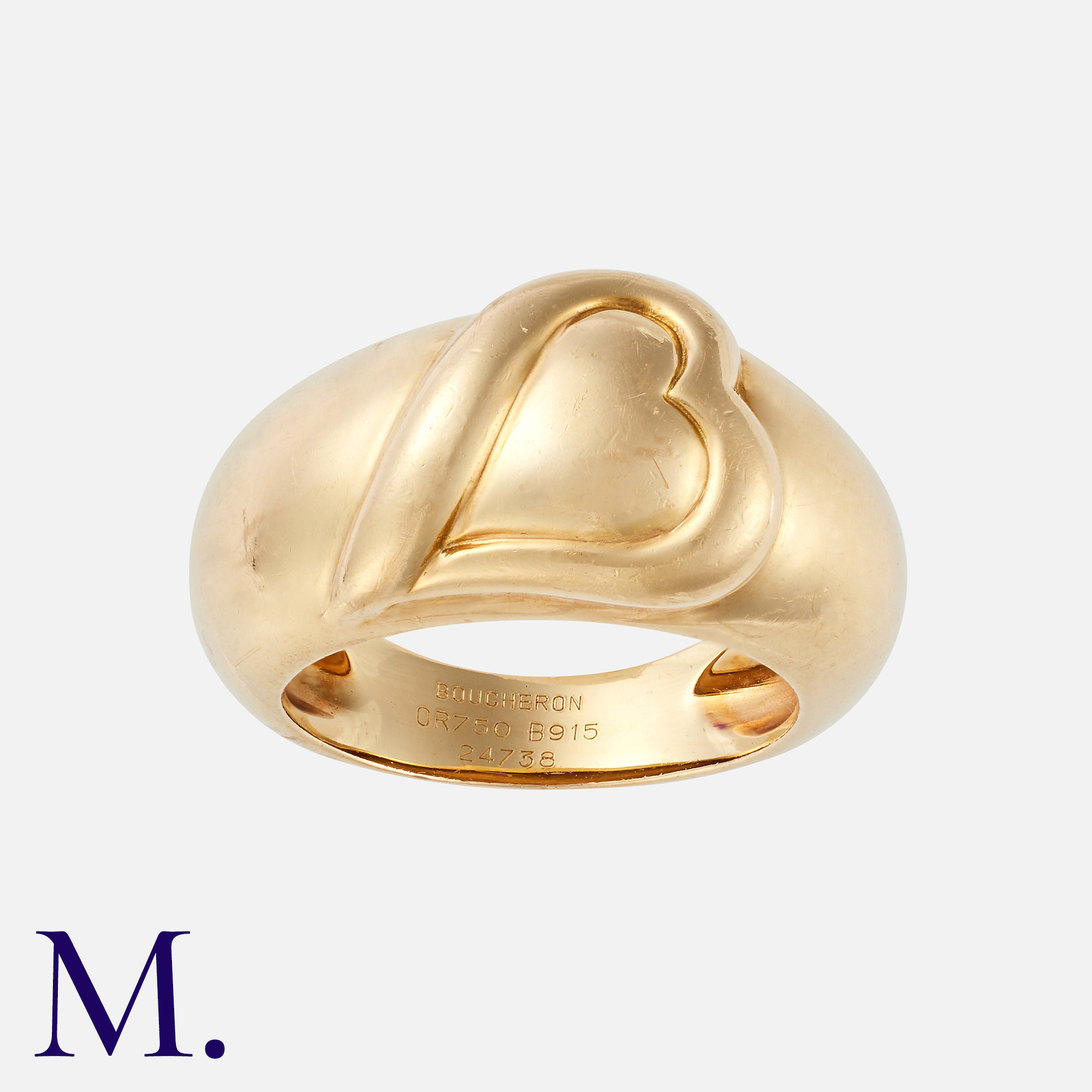 BOUCHERON. A Heart Ring in 18K yellow gold with elongated heart design to the front. Signed - Image 2 of 2