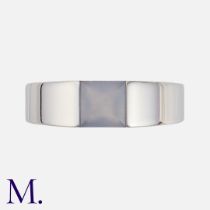 CARTIER. A Moonstone Tank Ring in 18K white gold, set with a faceted cabochon moonstone. Size: M