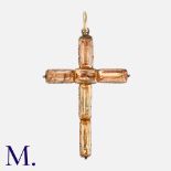 A Fine Antique Topaz Cross Pendant in yellow gold, comprising six elongated Topaz in gold, foil