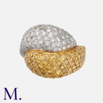 A Diamond Ring in 18K white gold, set with approximately 1.2ct of diamonds and 1.2ct of yellow