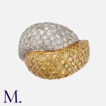 A Diamond Ring in 18K white gold, set with approximately 1.2ct of diamonds and 1.2ct of yellow