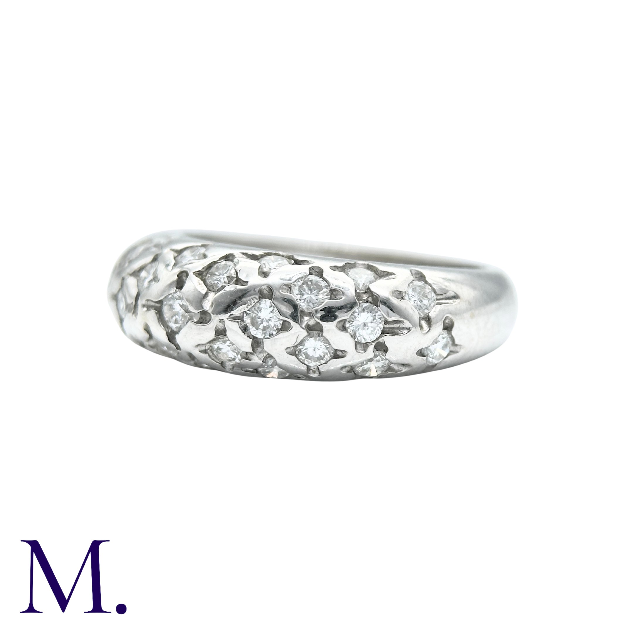 A Diamond Bombé Ring in 18k white gold, set with round cut diamonds totalling approximately 1.00cts. - Image 3 of 6