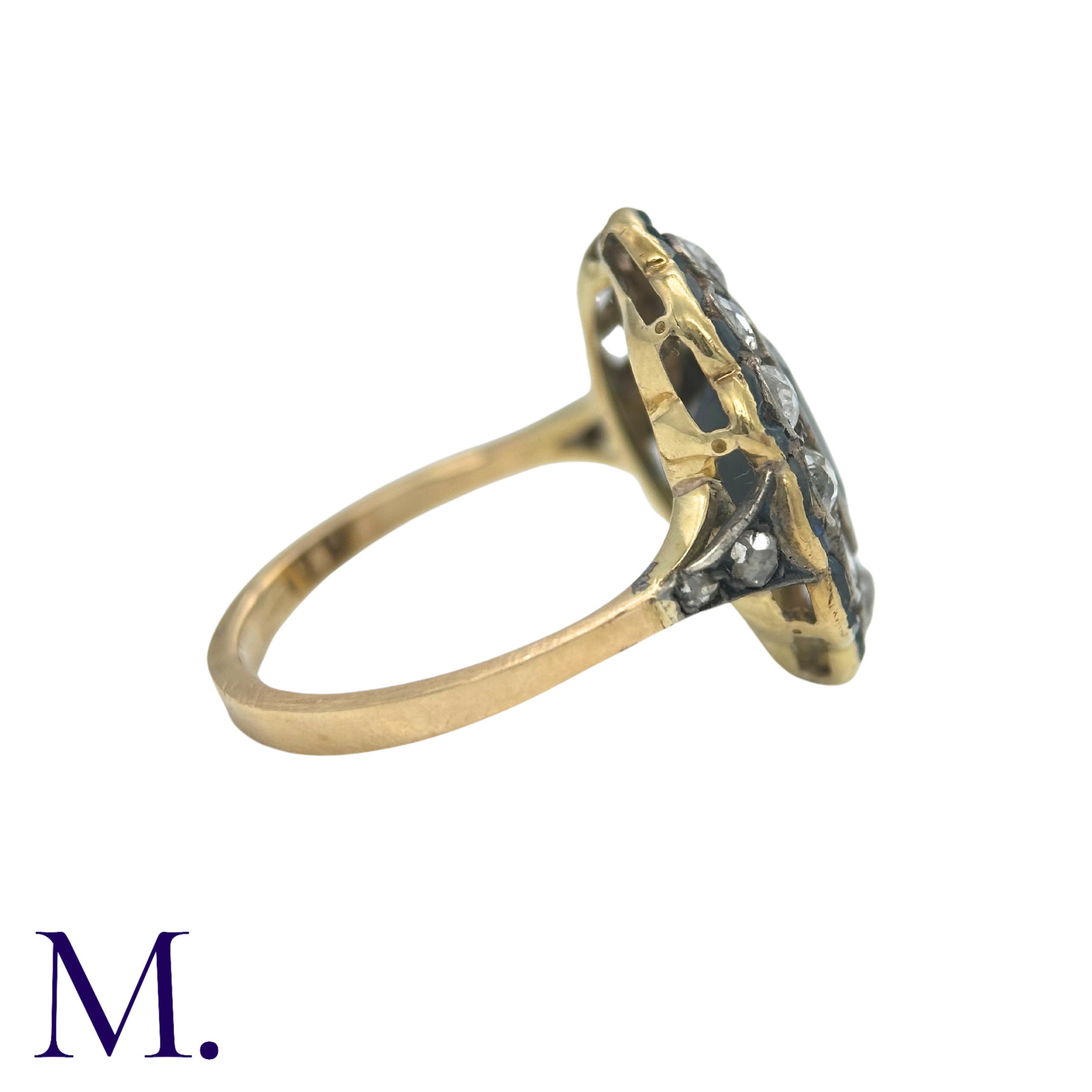 A Sapphire and Diamond Cluster Ring in 18K yellow gold with a large oval-cut sapphire of - Image 6 of 6